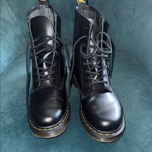 Black Leather Lace-Up Boots